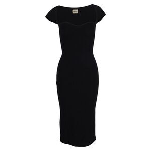 Khaite Allegra Knitted Midi Sweetheart Dress in Black Wool